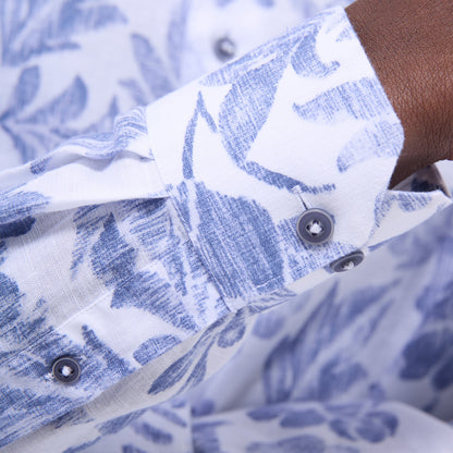 Bugatchi Julian Floral Shirt Cobalt