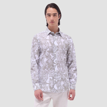 Bugatchi Julian Floral Shirt Olive