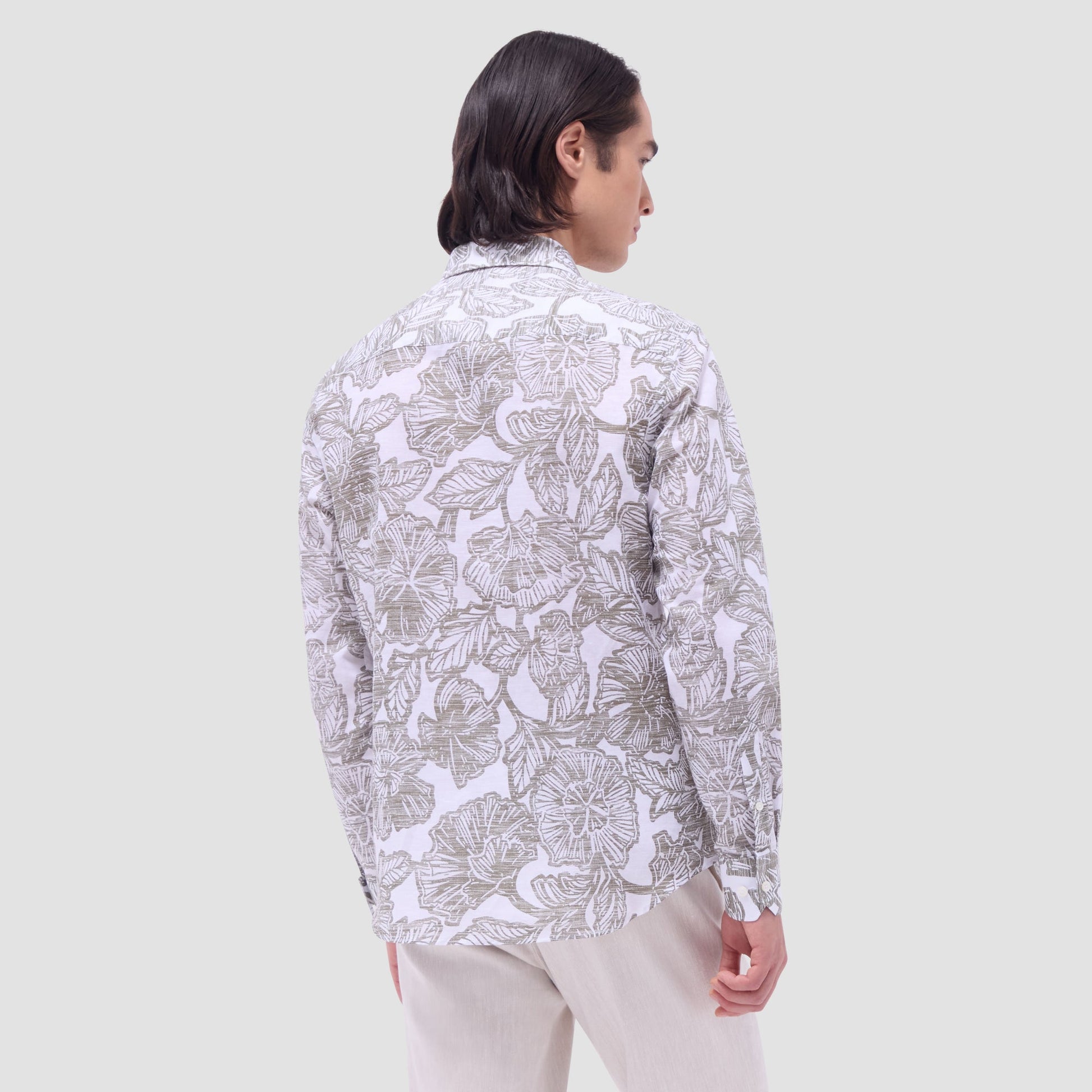 Bugatchi Julian Floral Shirt Olive