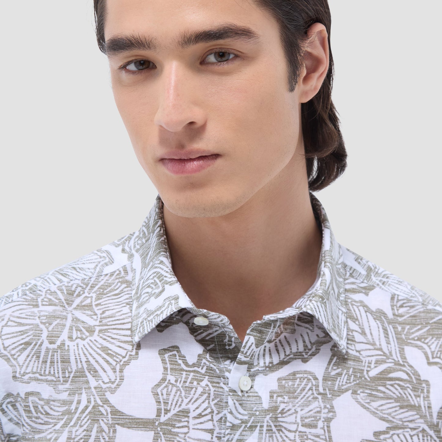 Bugatchi Julian Floral Shirt Olive