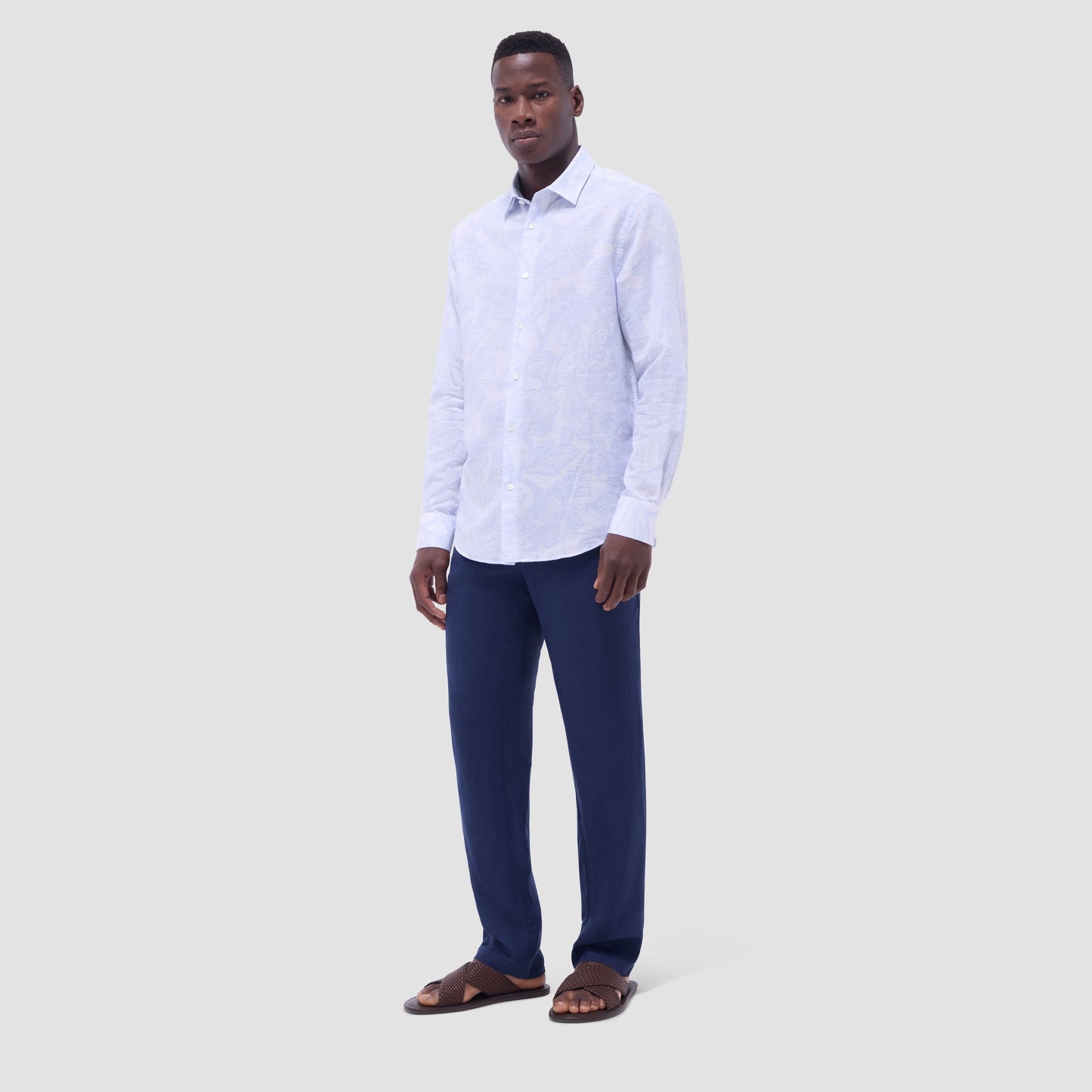 Bugatchi Julian Floral Shirt Air Blue