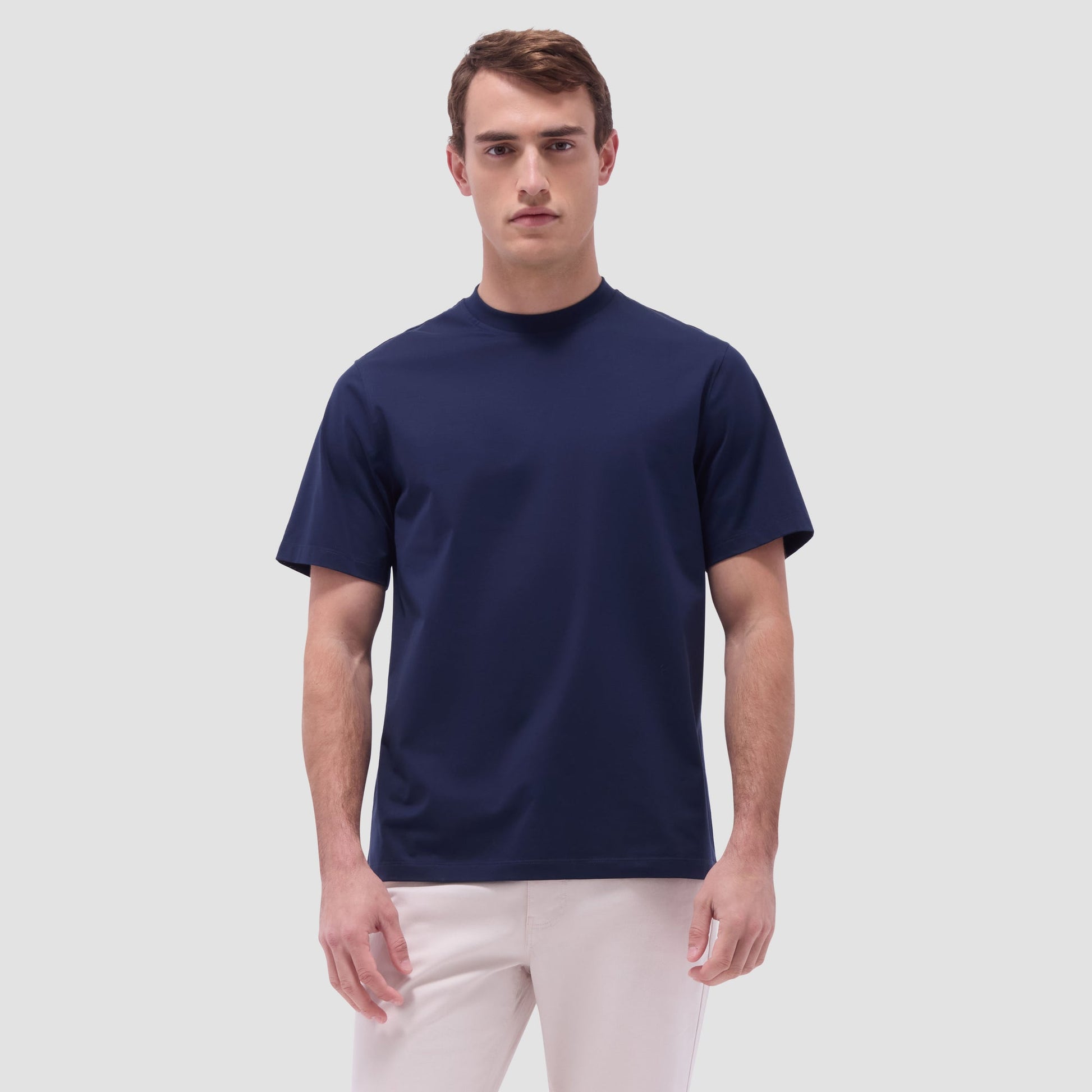 Bugatchi Rufus Solid OoohCotton® Crew Neck T-Shirt Navy