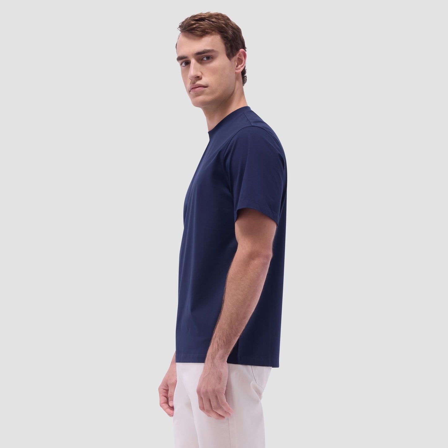 Bugatchi Rufus Solid OoohCotton® Crew Neck T-Shirt Navy