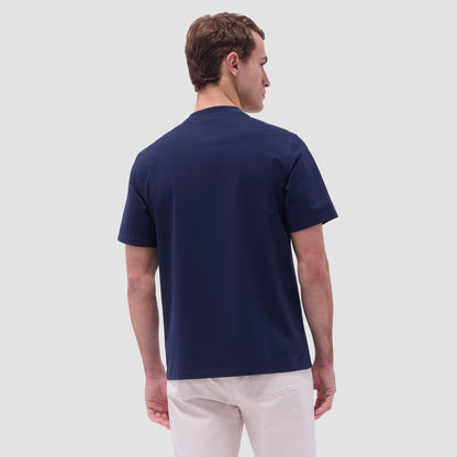 Bugatchi Rufus Solid OoohCotton® Crew Neck T-Shirt Navy