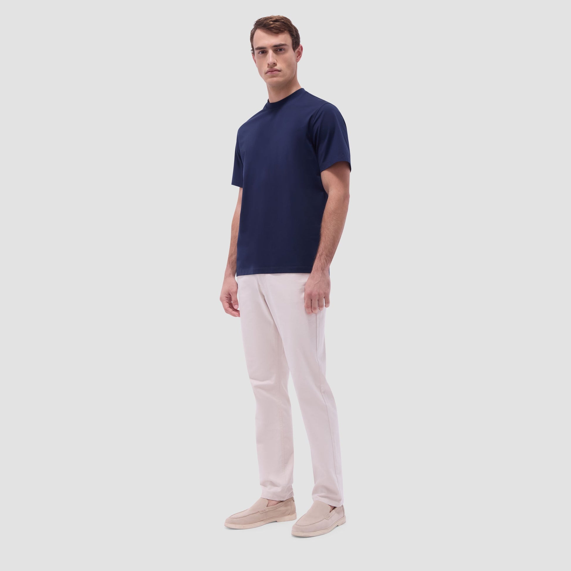 Bugatchi Rufus Solid OoohCotton® Crew Neck T-Shirt Navy