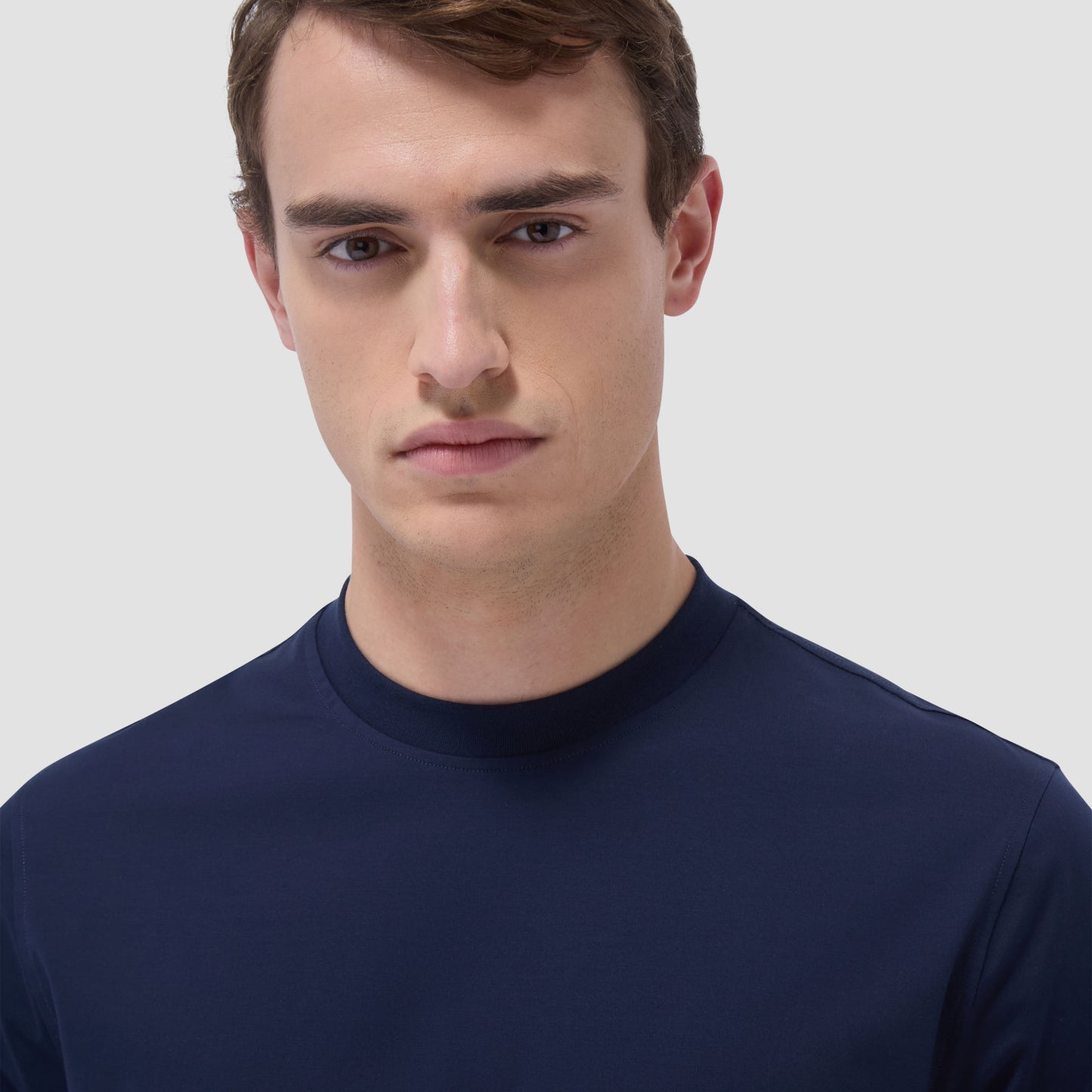 Bugatchi Rufus Solid OoohCotton® Crew Neck T-Shirt Navy
