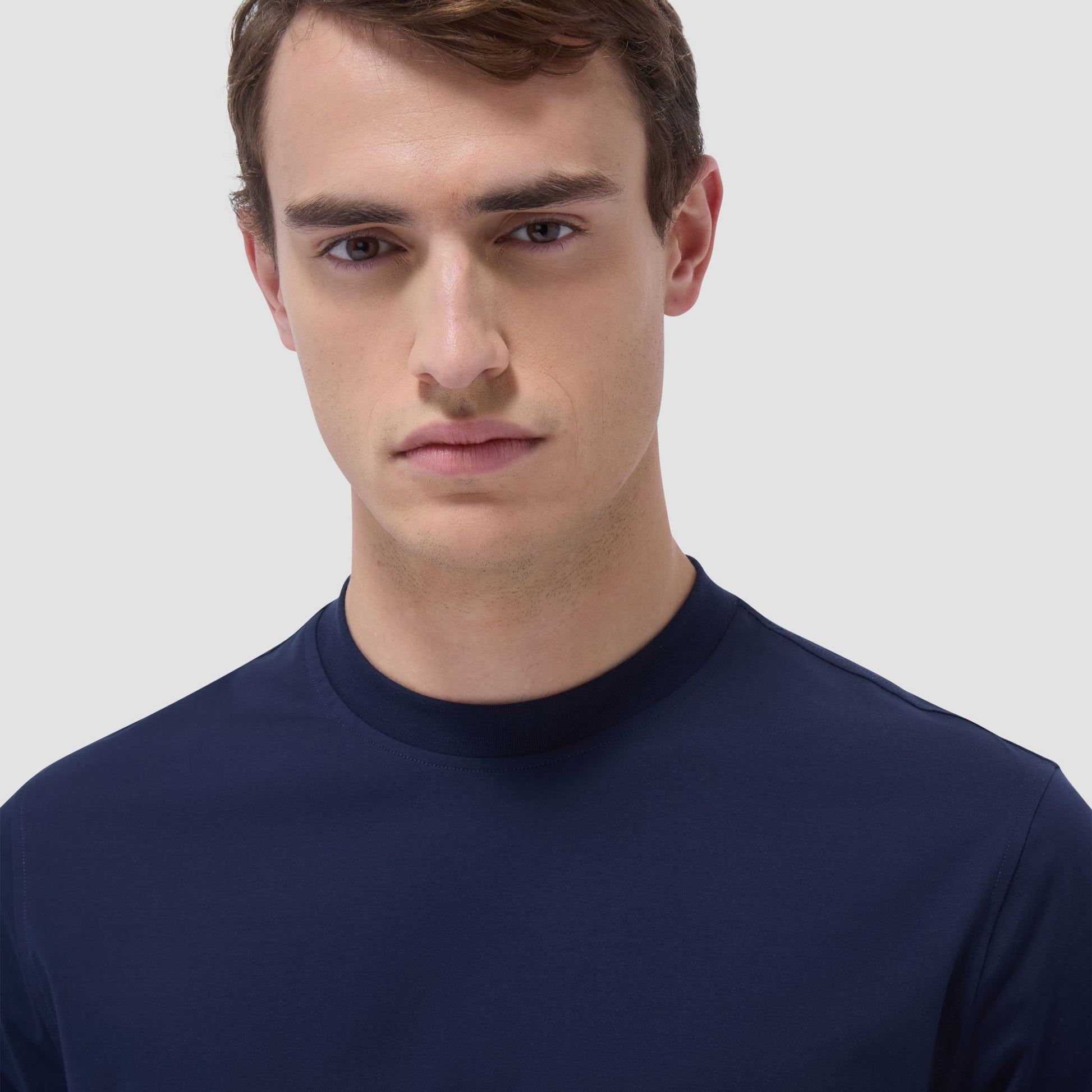 Bugatchi Rufus Solid OoohCotton® Crew Neck T-Shirt Navy