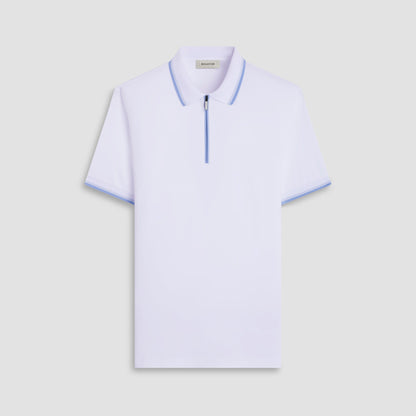 Bugatchi Solid Quarter-Zip Polo Shirt White