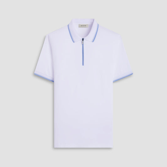 Bugatchi Solid Quarter-Zip Polo Shirt White