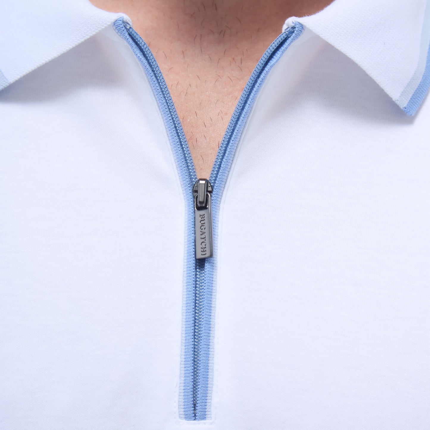 Bugatchi Solid Quarter-Zip Polo Shirt White