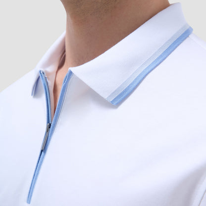 Bugatchi Solid Quarter-Zip Polo Shirt White