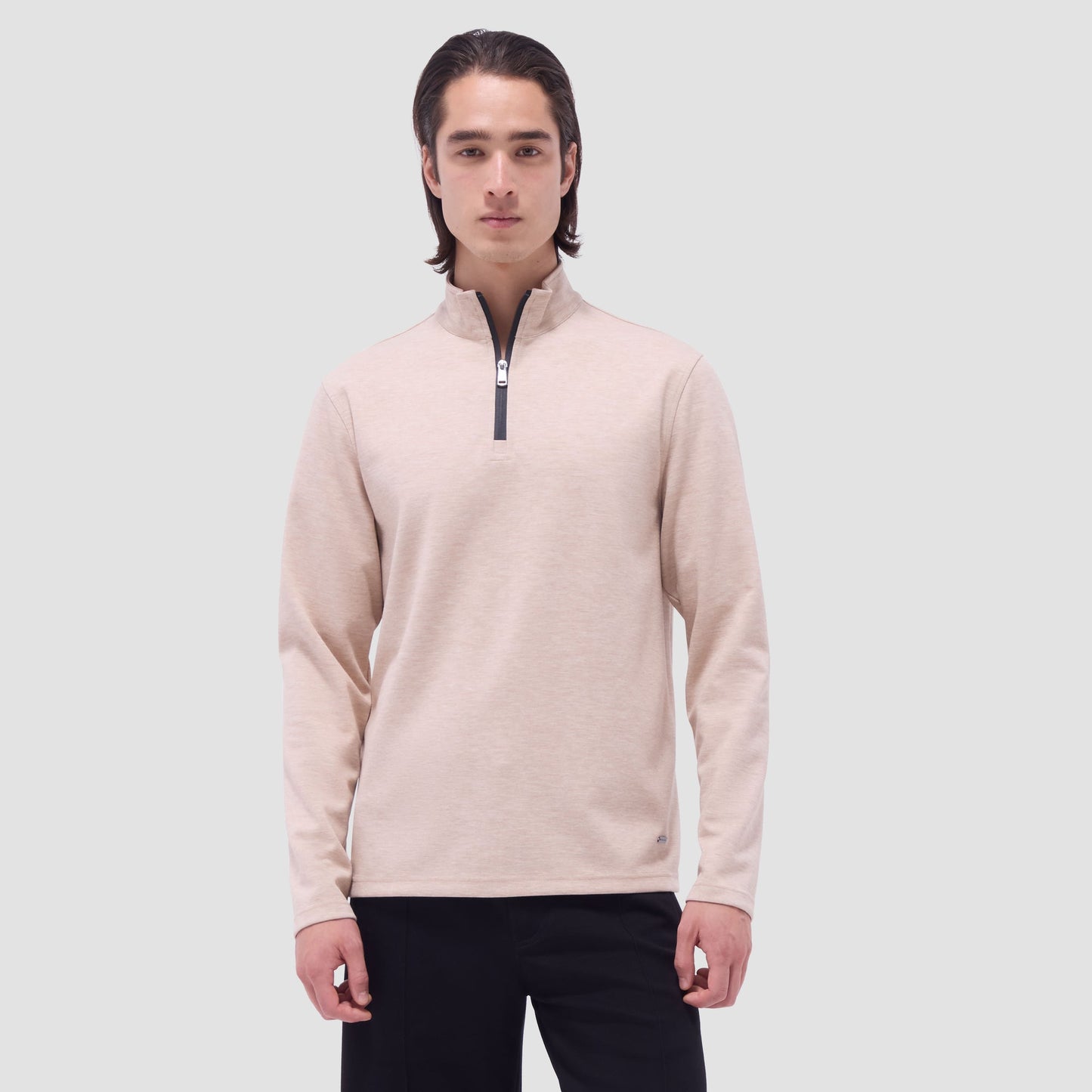 Bugatchi Soft Touch™ Heather Quarter-Zip Pullover Sand