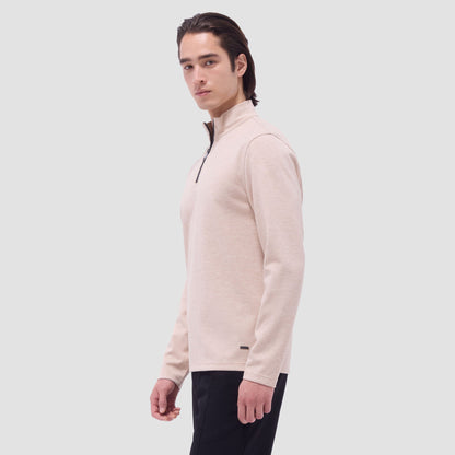 Bugatchi Soft Touch™ Heather Quarter-Zip Pullover Sand