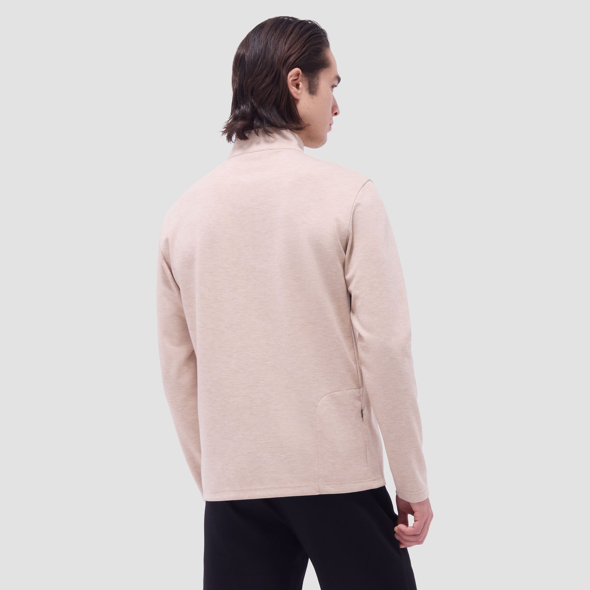 Bugatchi Soft Touch™ Heather Quarter-Zip Pullover Sand