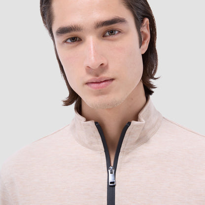Bugatchi Soft Touch™ Heather Quarter-Zip Pullover Sand