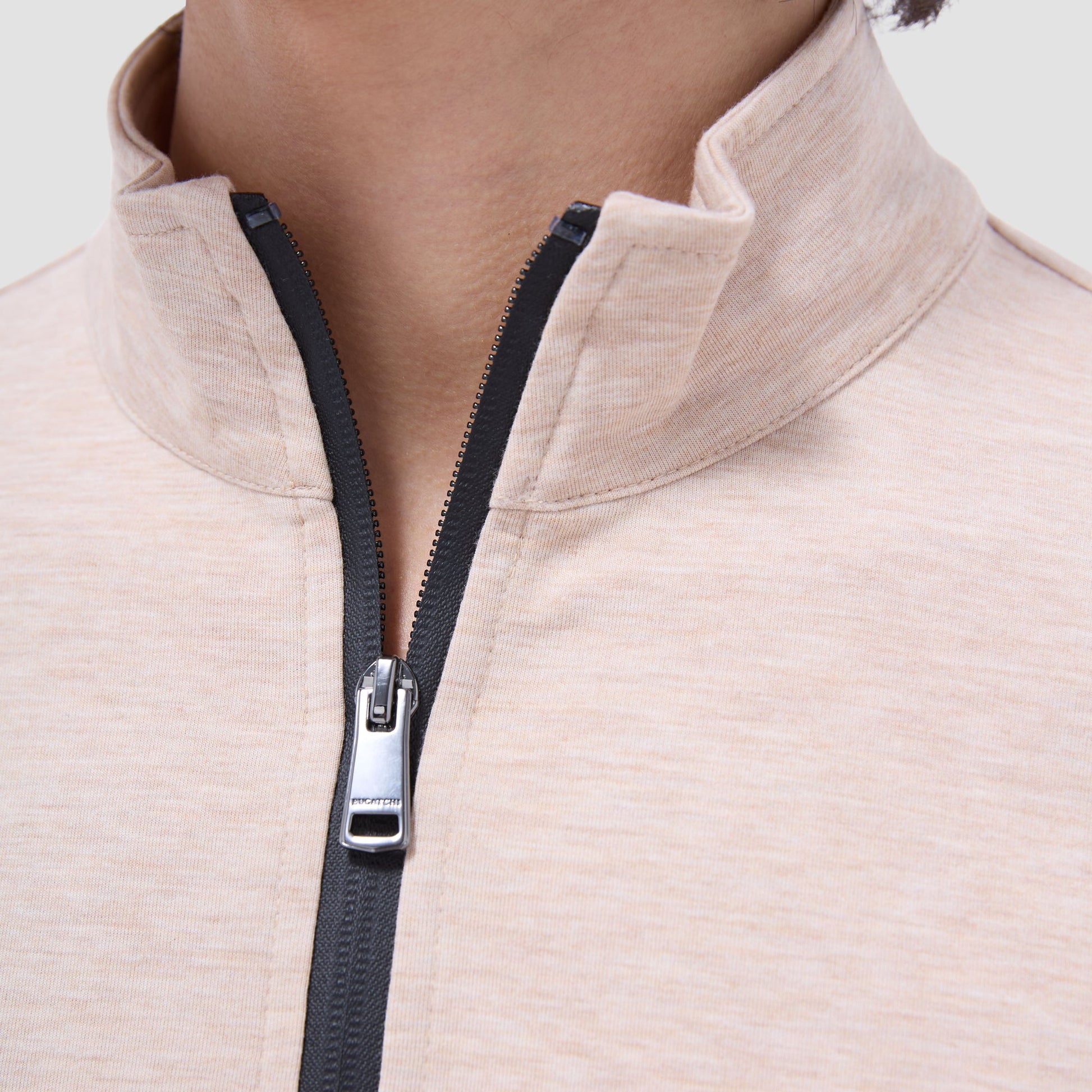 Bugatchi Soft Touch™ Heather Quarter-Zip Pullover Sand