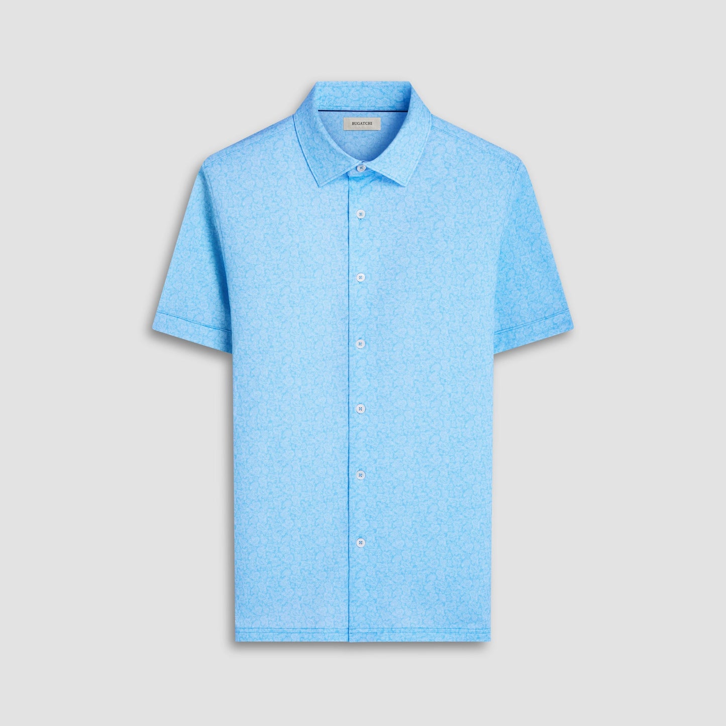 Bugatchi Milo Paisley OoohCotton® Short-Sleeve Shirt Turquoise