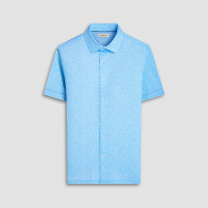 Bugatchi Milo Paisley OoohCotton® Short-Sleeve Shirt Turquoise