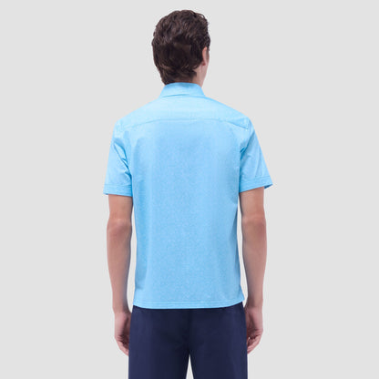 Bugatchi Milo Paisley OoohCotton® Short-Sleeve Shirt Turquoise