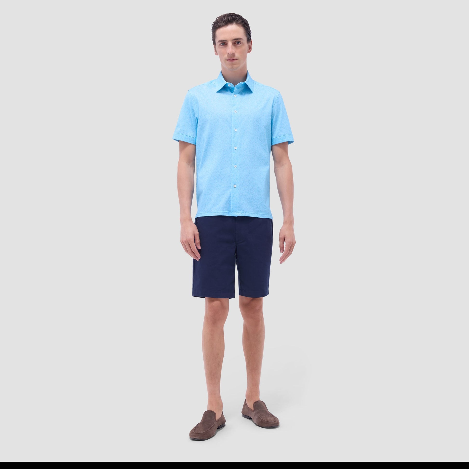 Bugatchi Milo Paisley OoohCotton® Short-Sleeve Shirt Turquoise
