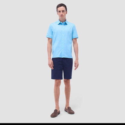 Bugatchi Milo Paisley OoohCotton® Short-Sleeve Shirt Turquoise