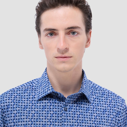 Bugatchi James Abstract OoohCotton® Shirt Night Blue