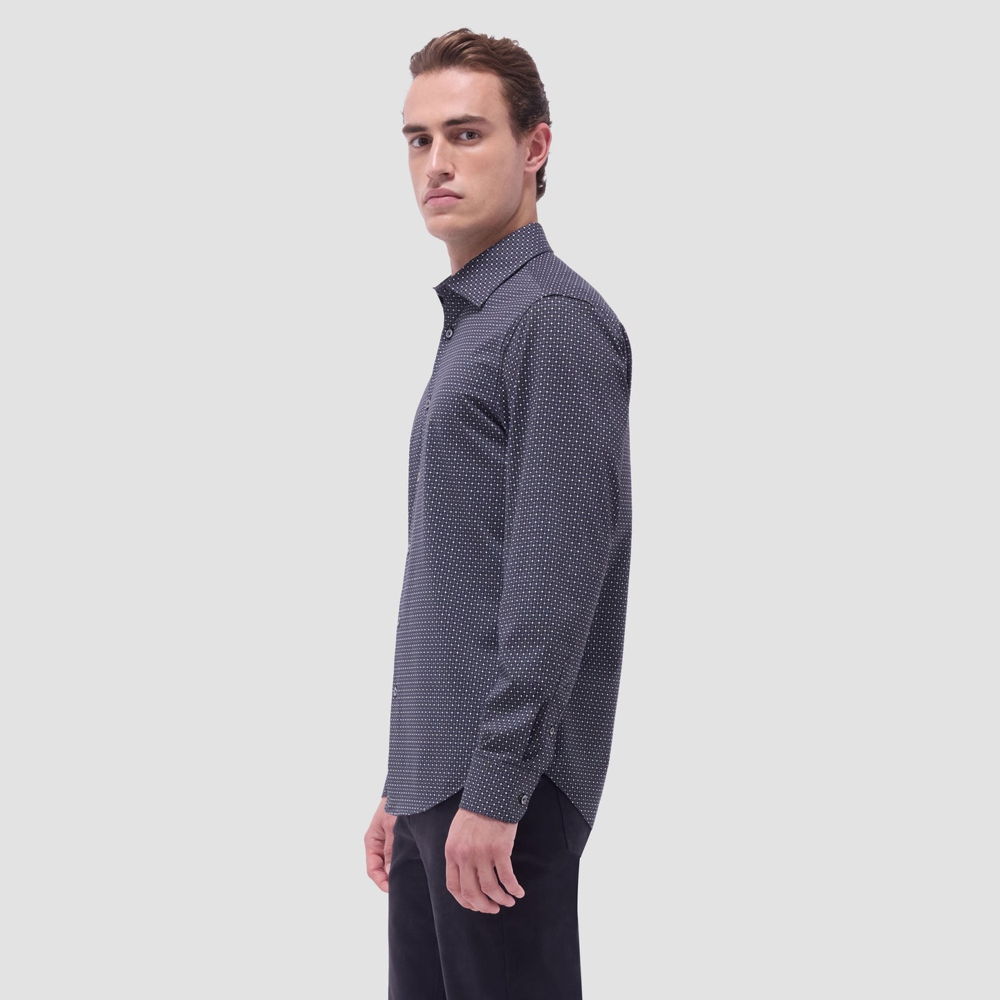 Bugatchi James Diamond Check OoohCotton® Shirt Black