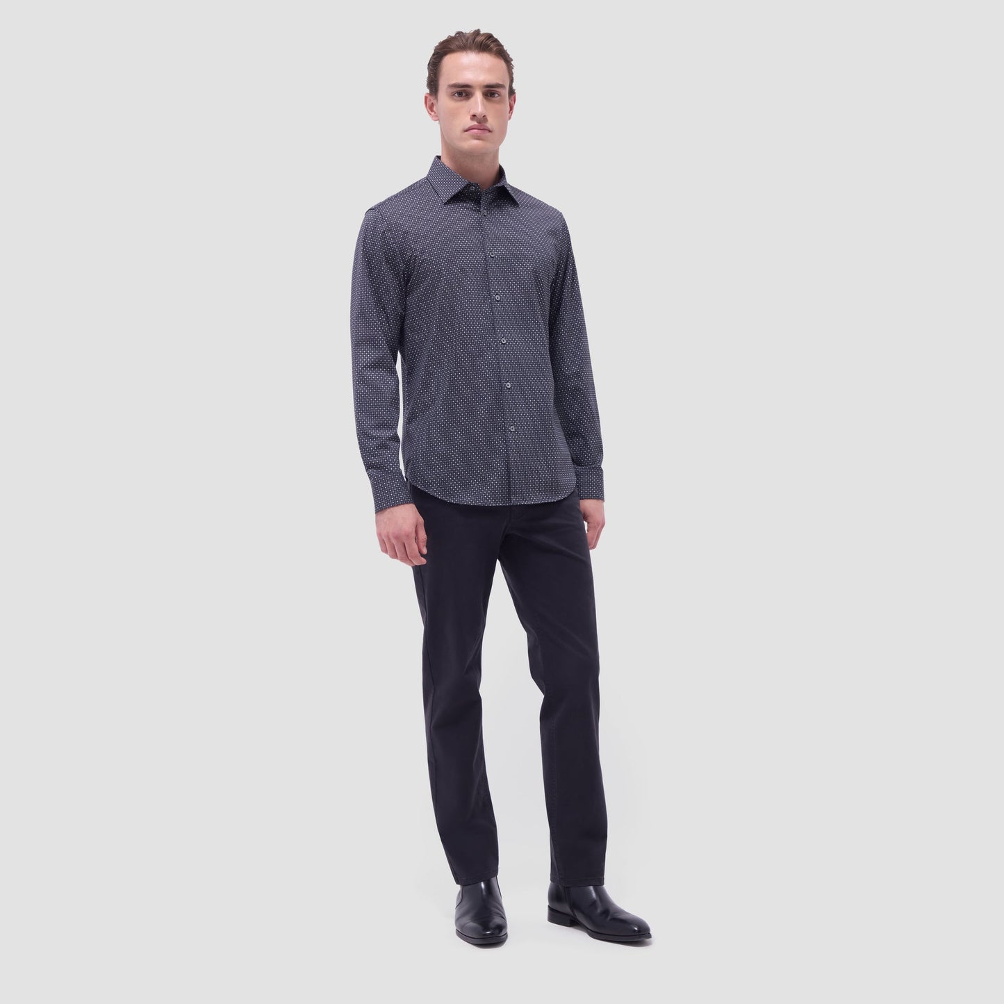 Bugatchi James Diamond Check OoohCotton® Shirt Black