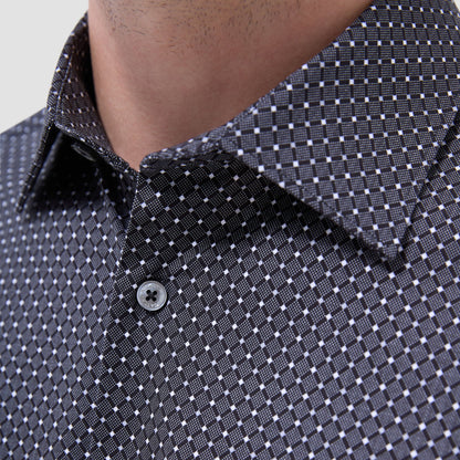 Bugatchi James Diamond Check OoohCotton® Shirt Black