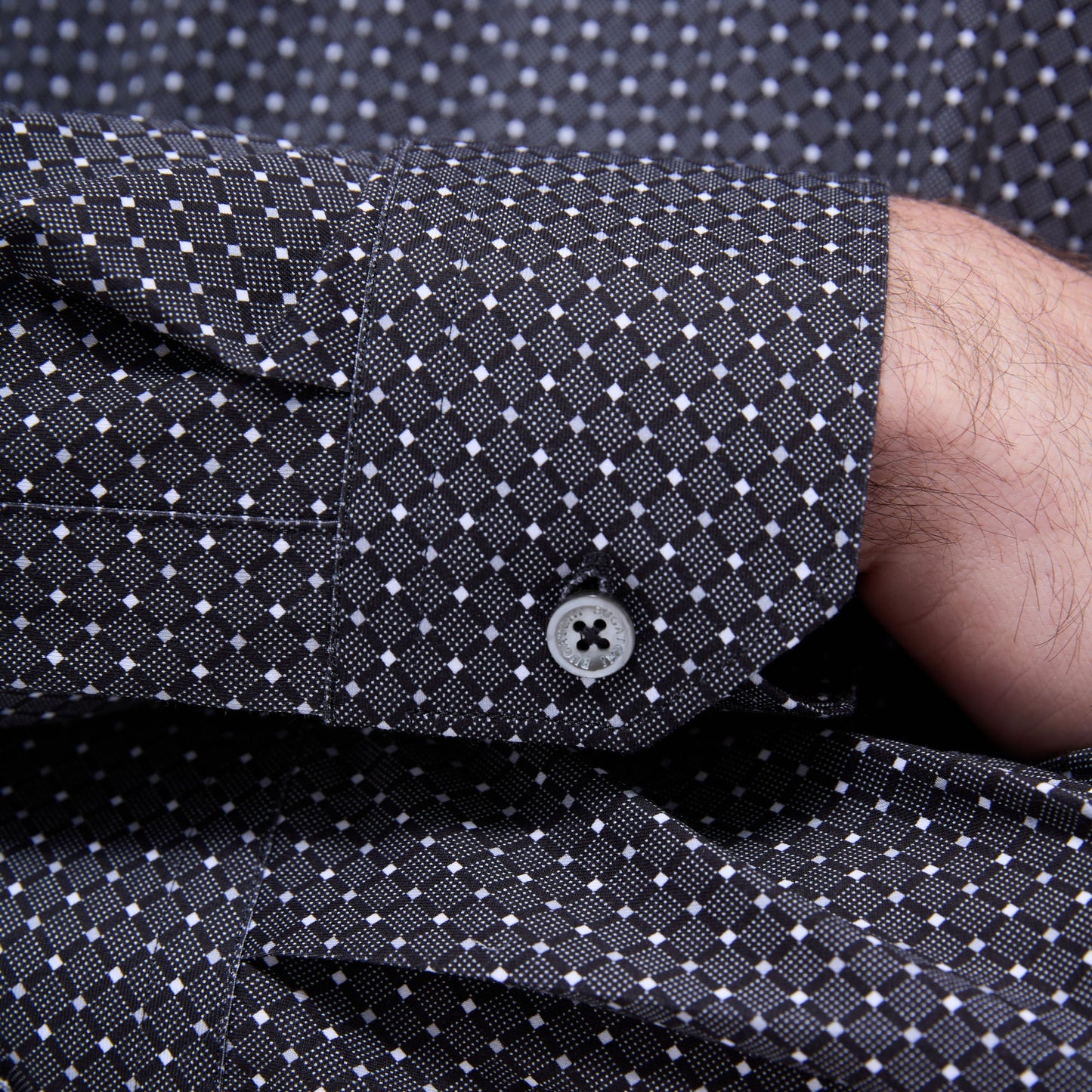 Bugatchi James Diamond Check OoohCotton® Shirt Black