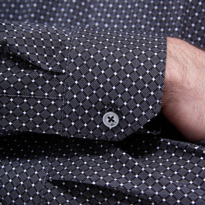 Bugatchi James Diamond Check OoohCotton® Shirt Black