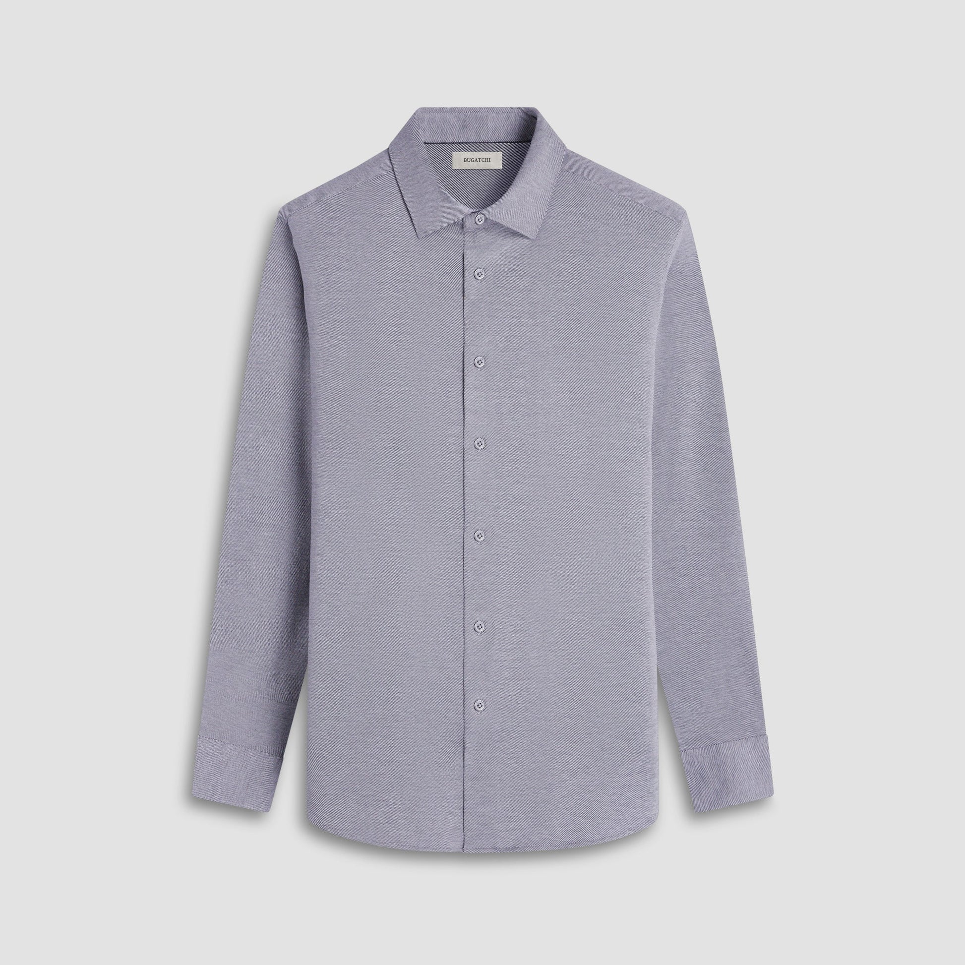 Bugatchi James Diagonal Twill Print OoohCotton® Shirt Black
