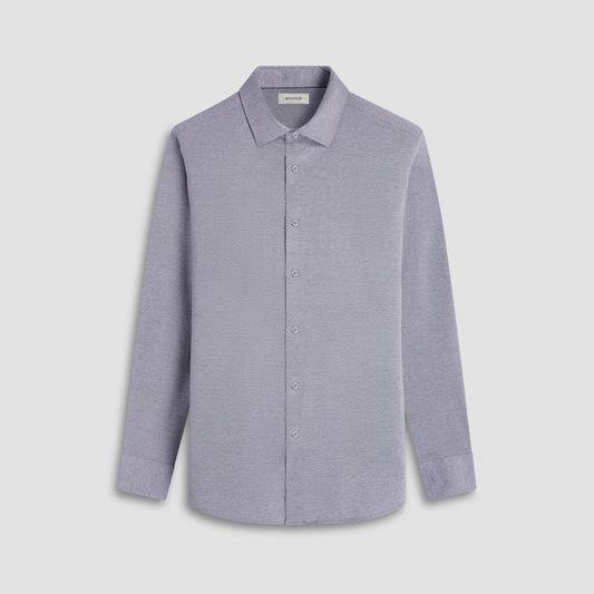 Bugatchi James Diagonal Twill Print OoohCotton® Shirt Black