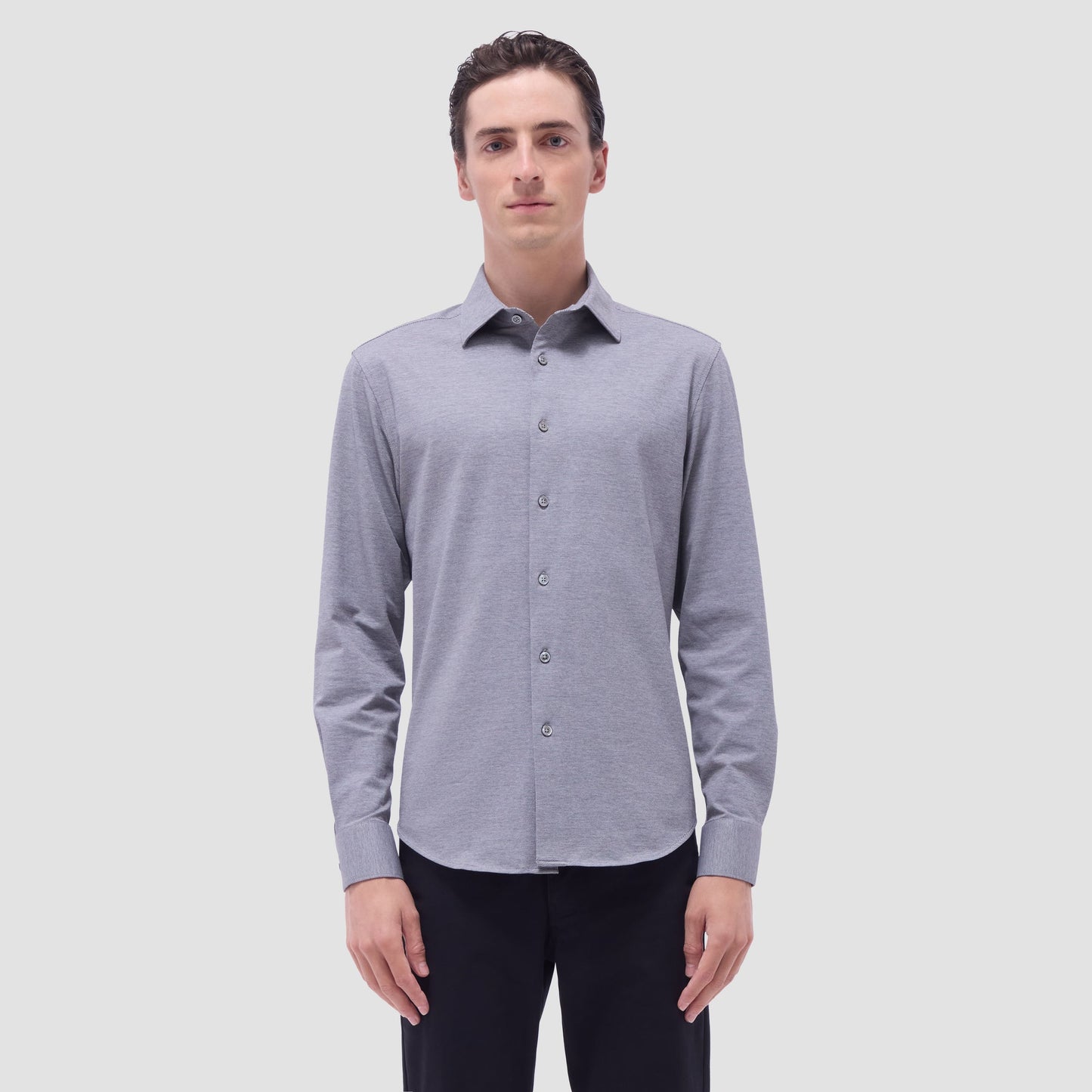 Bugatchi James Diagonal Twill Print OoohCotton® Shirt Black