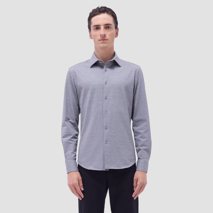 Bugatchi James Diagonal Twill Print OoohCotton® Shirt Black