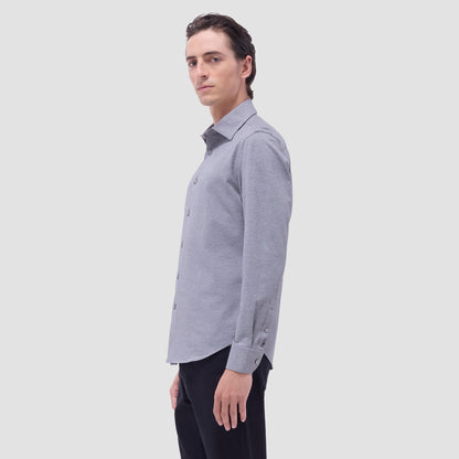 Bugatchi James Diagonal Twill Print OoohCotton® Shirt Black