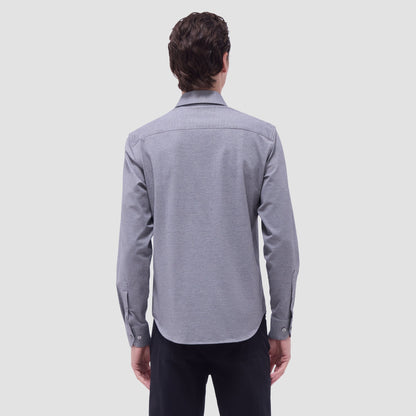 Bugatchi James Diagonal Twill Print OoohCotton® Shirt Black