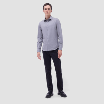 Bugatchi James Diagonal Twill Print OoohCotton® Shirt Black