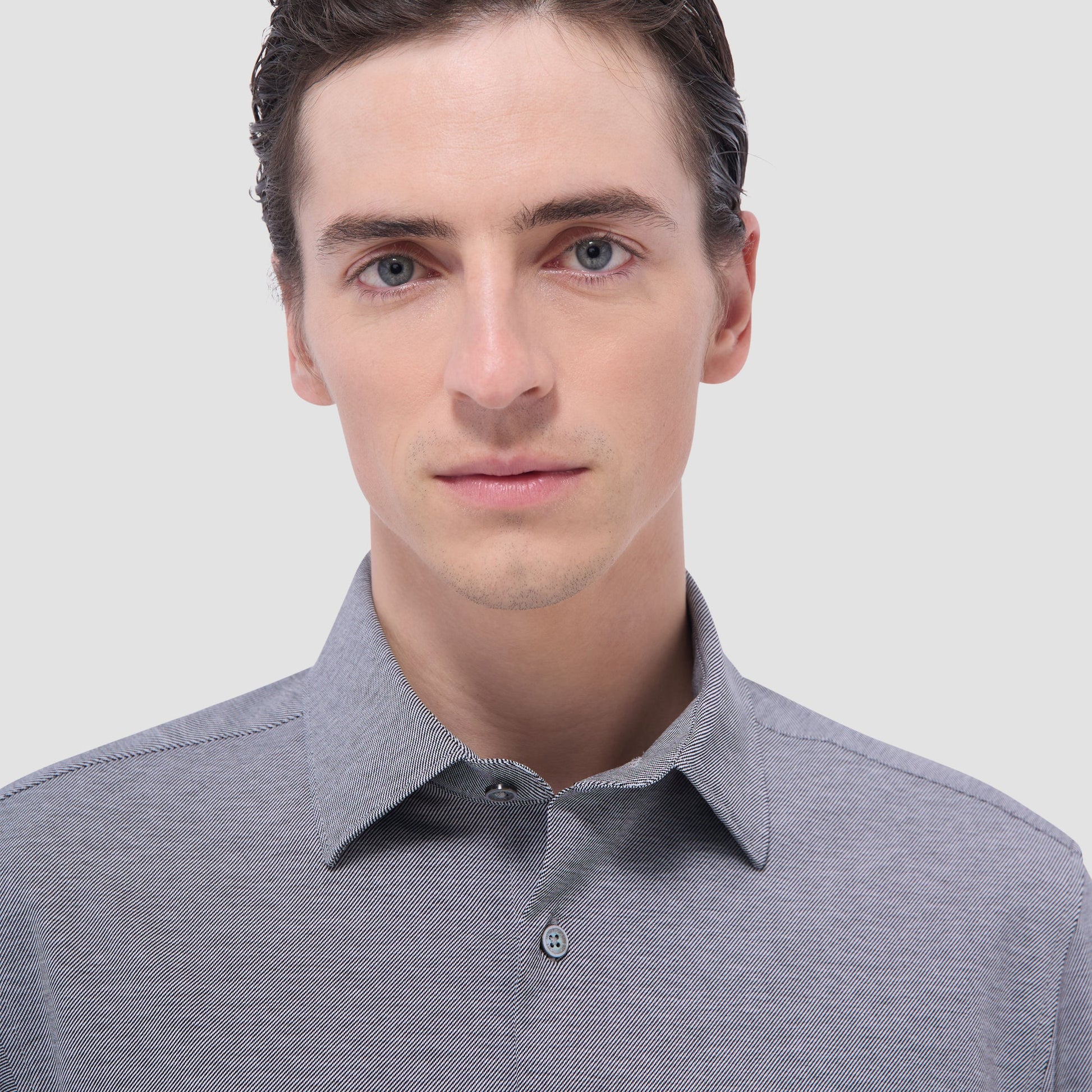 Bugatchi James Diagonal Twill Print OoohCotton® Shirt Black