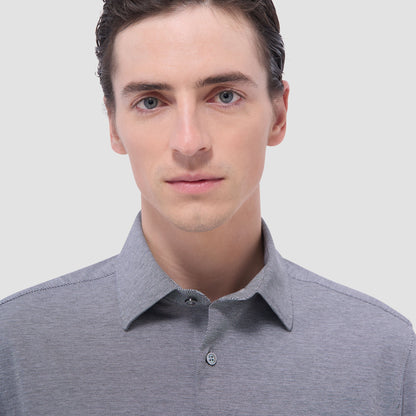 Bugatchi James Diagonal Twill Print OoohCotton® Shirt Black