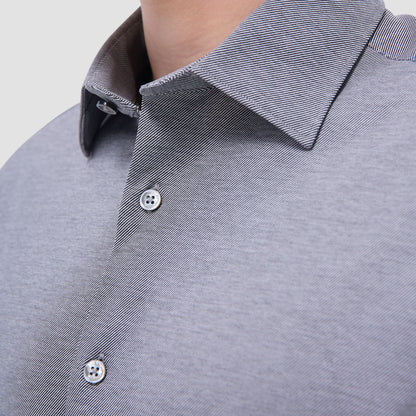 Bugatchi James Diagonal Twill Print OoohCotton® Shirt Black