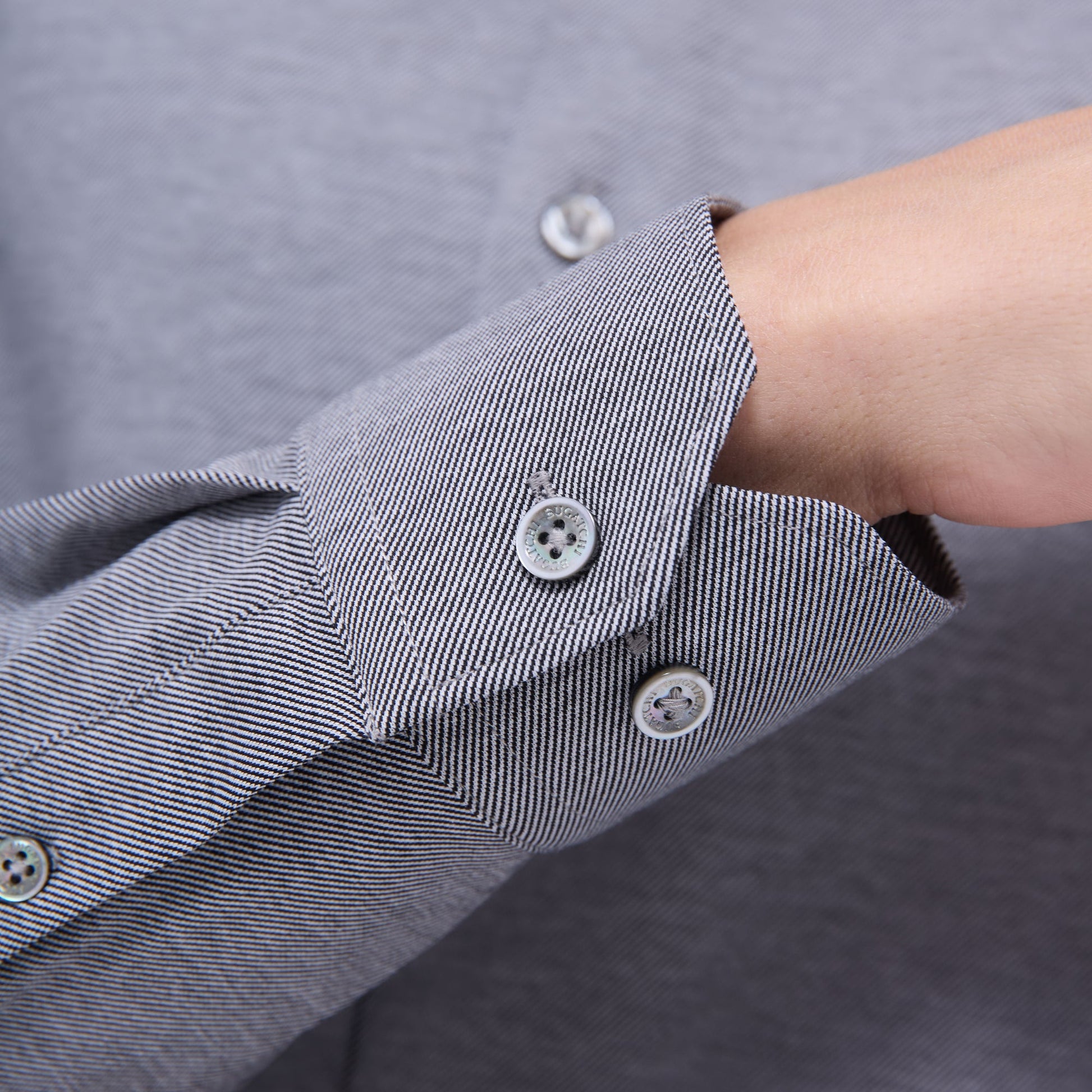 Bugatchi James Diagonal Twill Print OoohCotton® Shirt Black