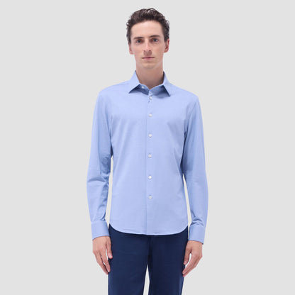 Bugatchi James Diagonal Twill Print OoohCotton® Shirt Classic Blue