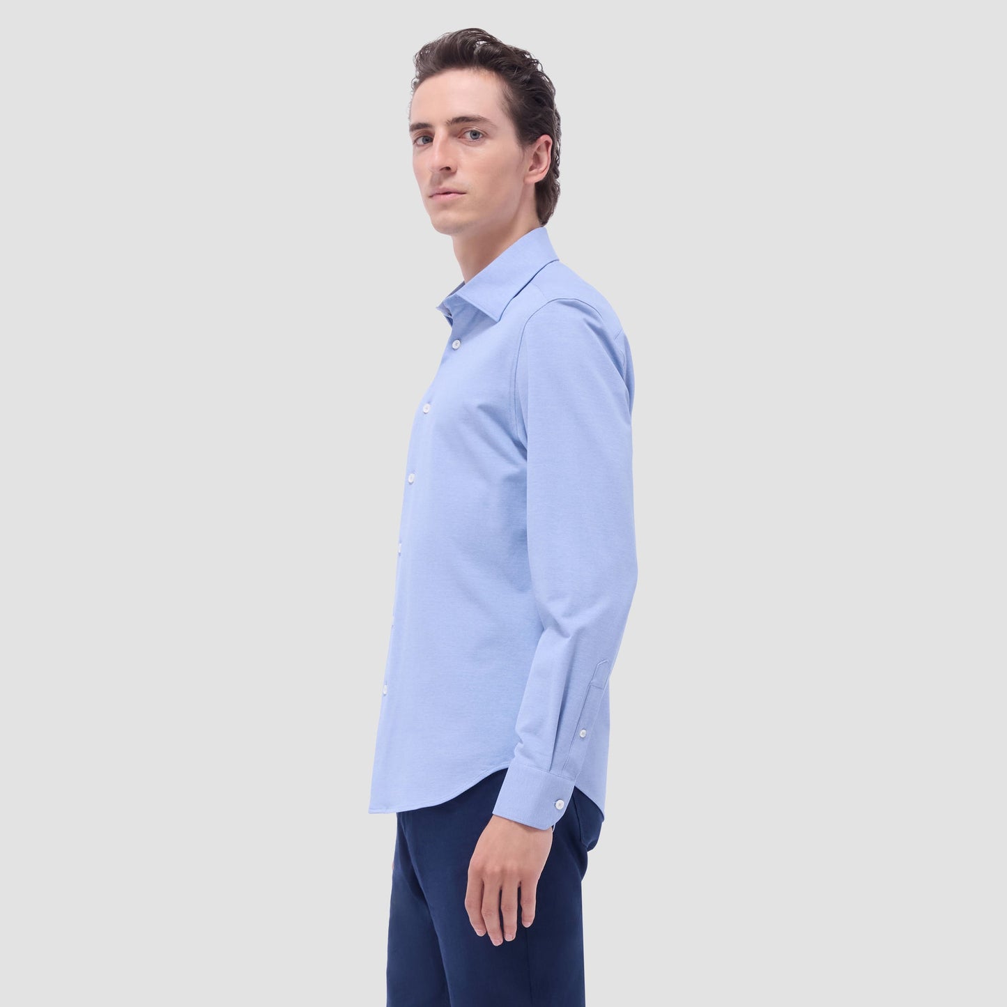 Bugatchi James Diagonal Twill Print OoohCotton® Shirt Classic Blue