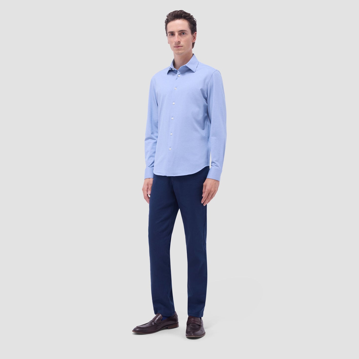 Bugatchi James Diagonal Twill Print OoohCotton® Shirt Classic Blue