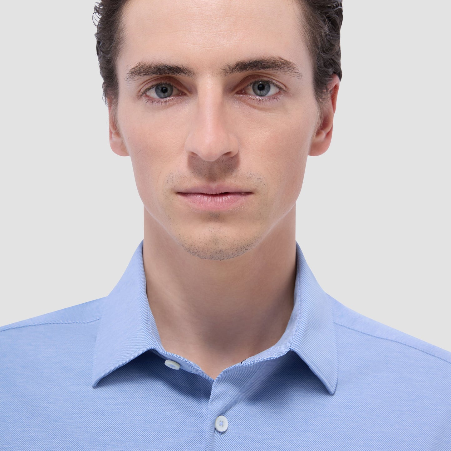 Bugatchi James Diagonal Twill Print OoohCotton® Shirt Classic Blue