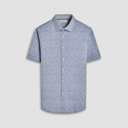Bugatchi Myron Double-Sided Leaf & Solid OoohCotton® Short-Sleeve Shirt Sand