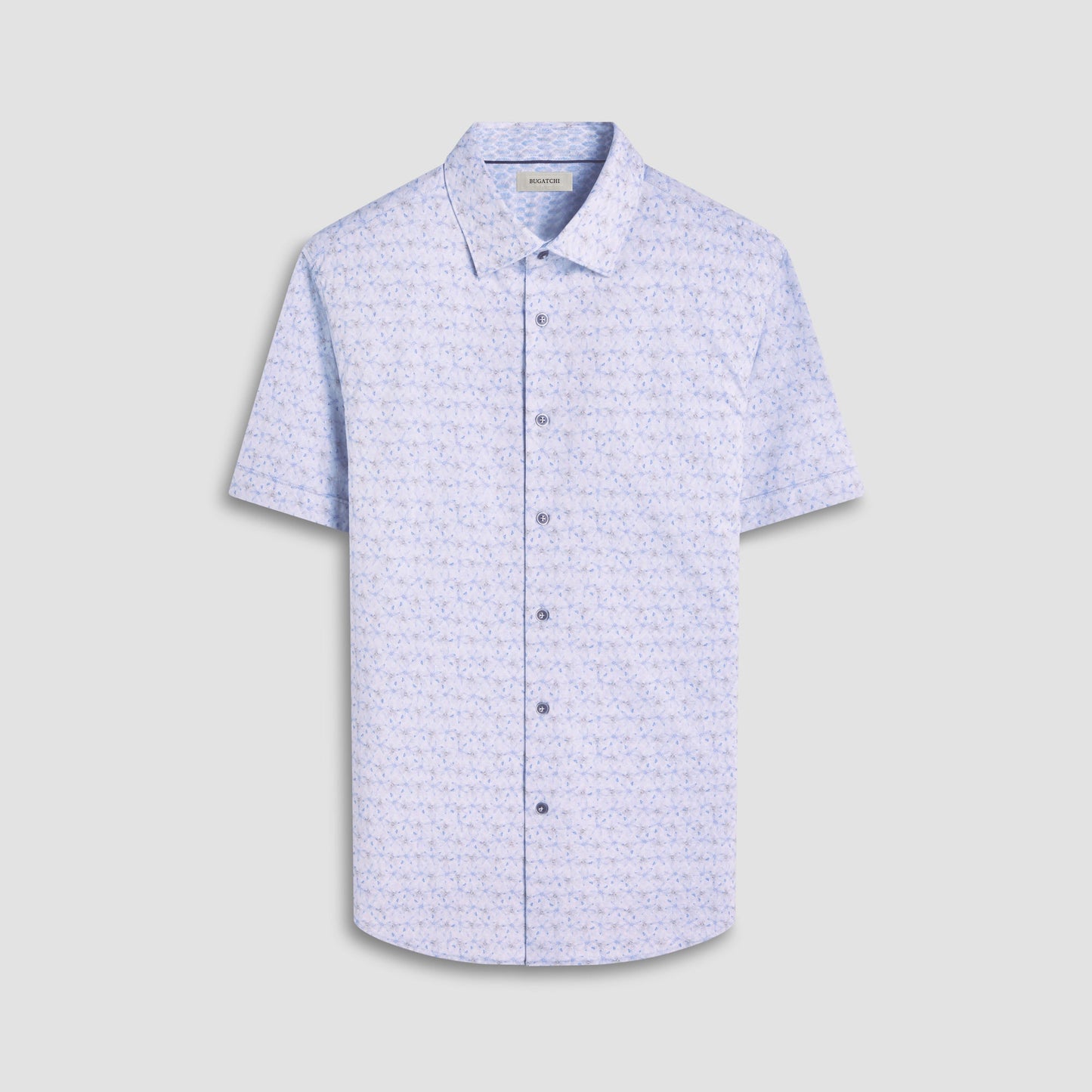 Bugatchi Myron Double-Sided Floral & Feather OoohCotton® Short- Sleeve Shirt Air Blue