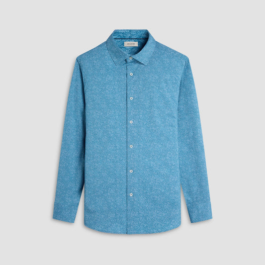 Bugatchi Jimmy Double-Sided Abstract & Leaf OoohCotton® Shirt Teal