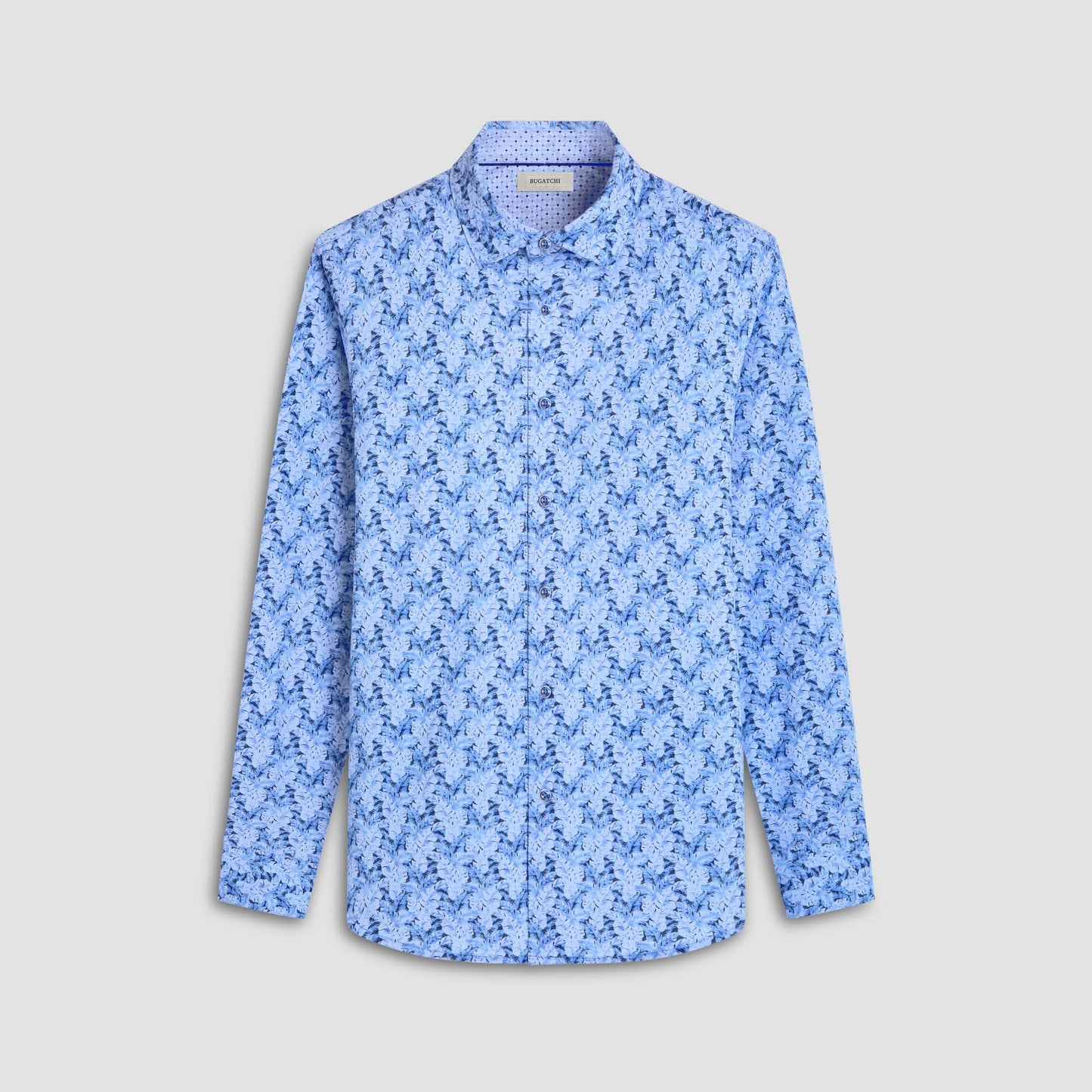 Bugatchi Jimmy Double-Sided Leaf & Diamond OoohCotton® Shirt Air Blue